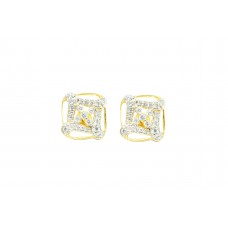 Women's Ear tops studs Earrings yellow Gold Plated white Zircon Stones designer